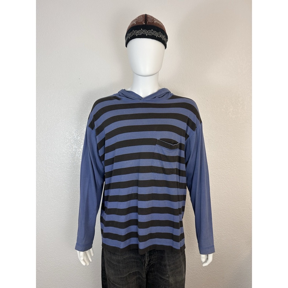 Basix by Fenn Wright & Manson Striped Hoodie - Blue & Black, Size L